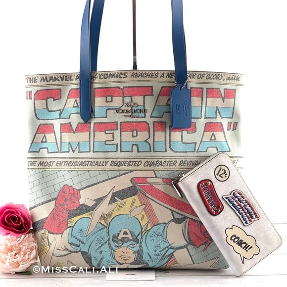 COACH MARVEL Captain America Tote Bag Wallet Set